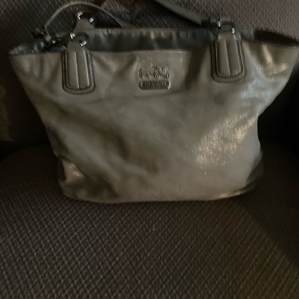 Vintage Coach Shimmering Gray Tote Bag